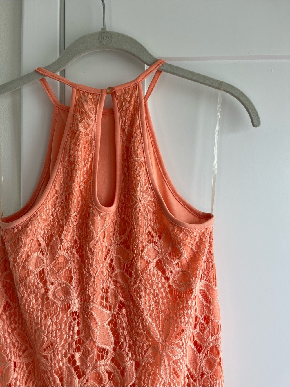 Lace Halter Dress in Coral - Picture 3 of 8